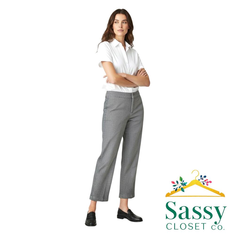COLDWATER CREEK Gray Chambray Crop Pants 14 Straight Leg Stretch Natural Fit